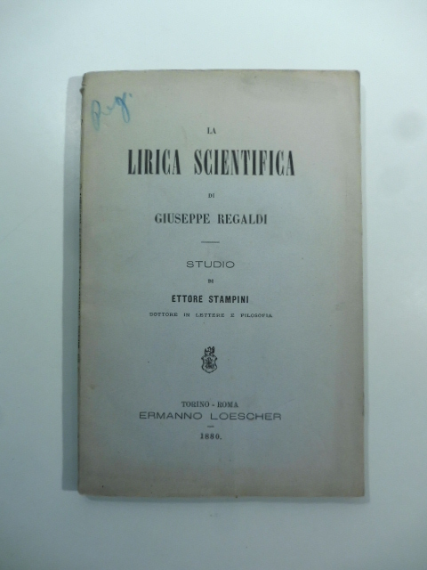 La lirica scientifica di Giuseppe Regaldi. Studio